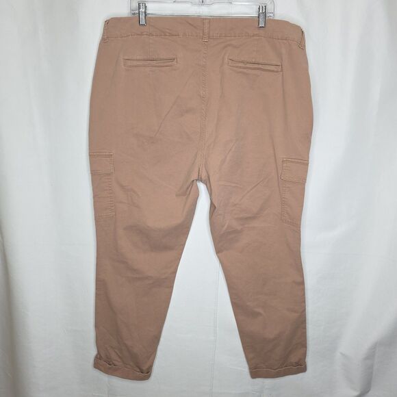 Liz Claiborne Womens Cargo Utility  Ankle Pants 18W Pink Pockets Cotton Spandex - Picture 4 of 12